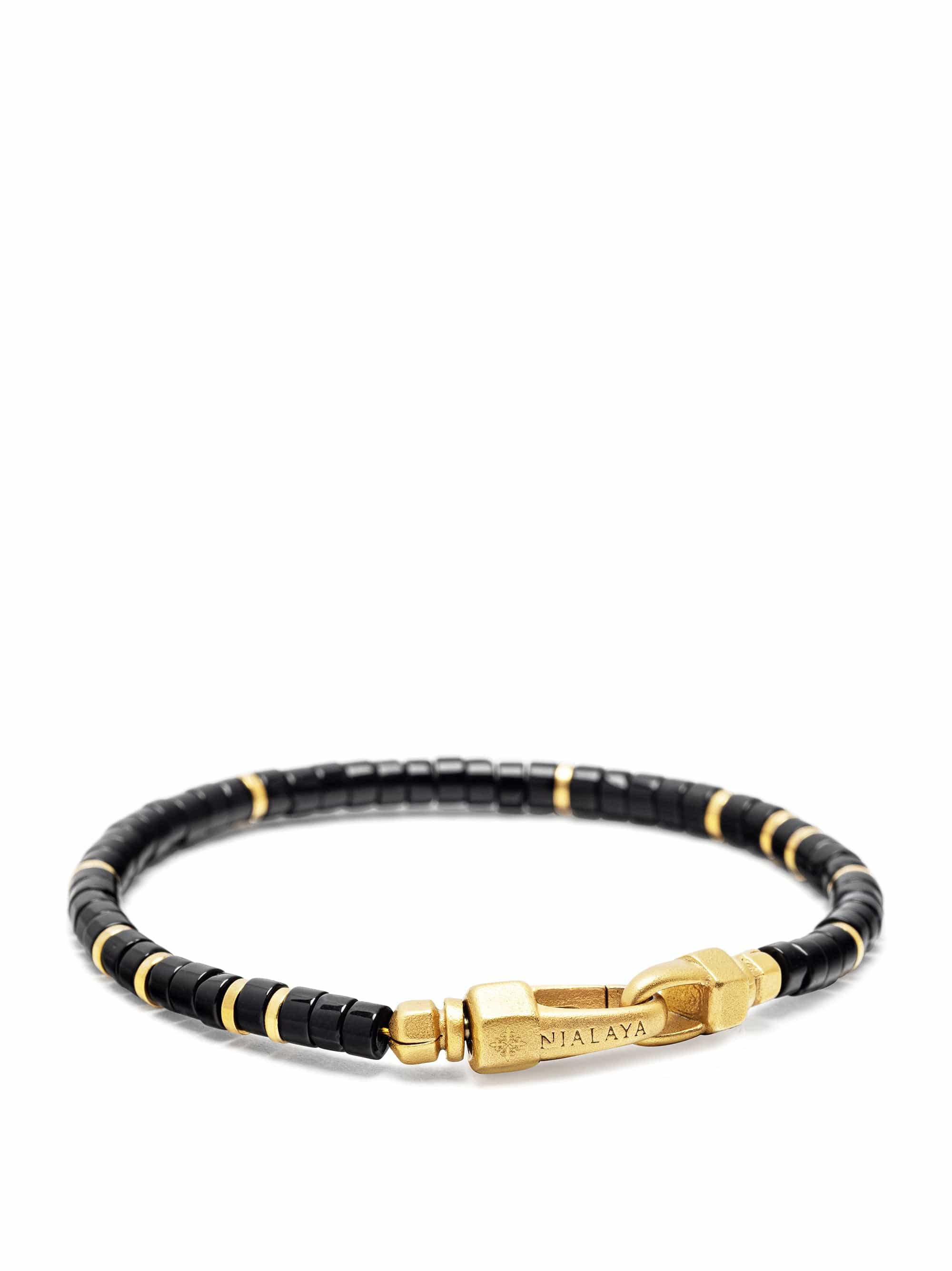 Nialaya Men's Beaded Bracelet Black Onyx Heishi Bracelet Black Onyx Heishi Bracelet