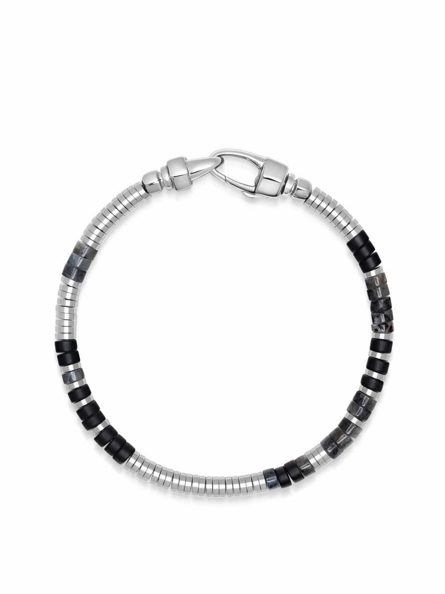 Black Onyx & Labradorite Heishi Bracelet