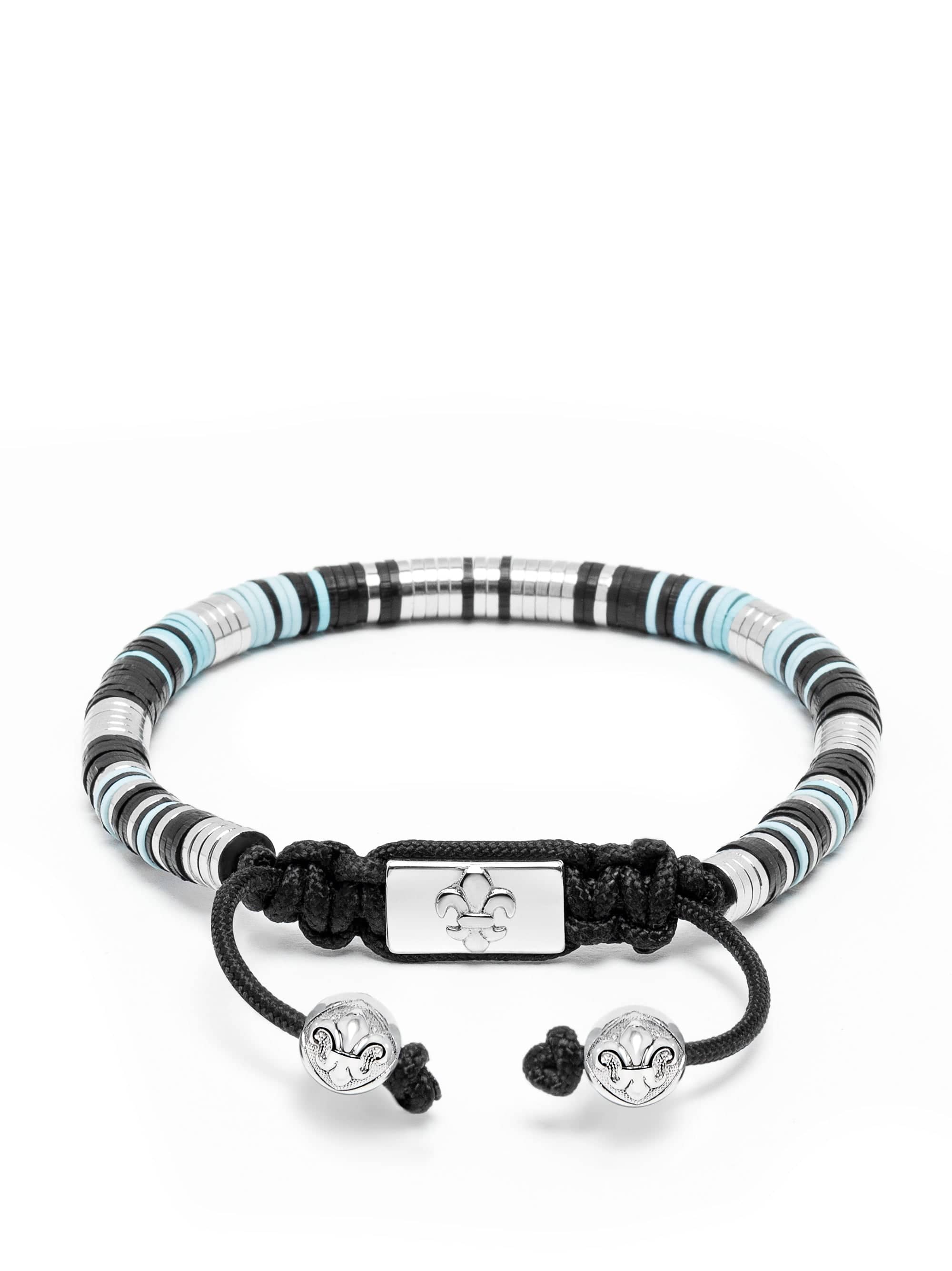 Nialaya Men's Beaded Bracelet Blue Eclipse Disc Bracelet Blue Eclipse Disc Bracelet