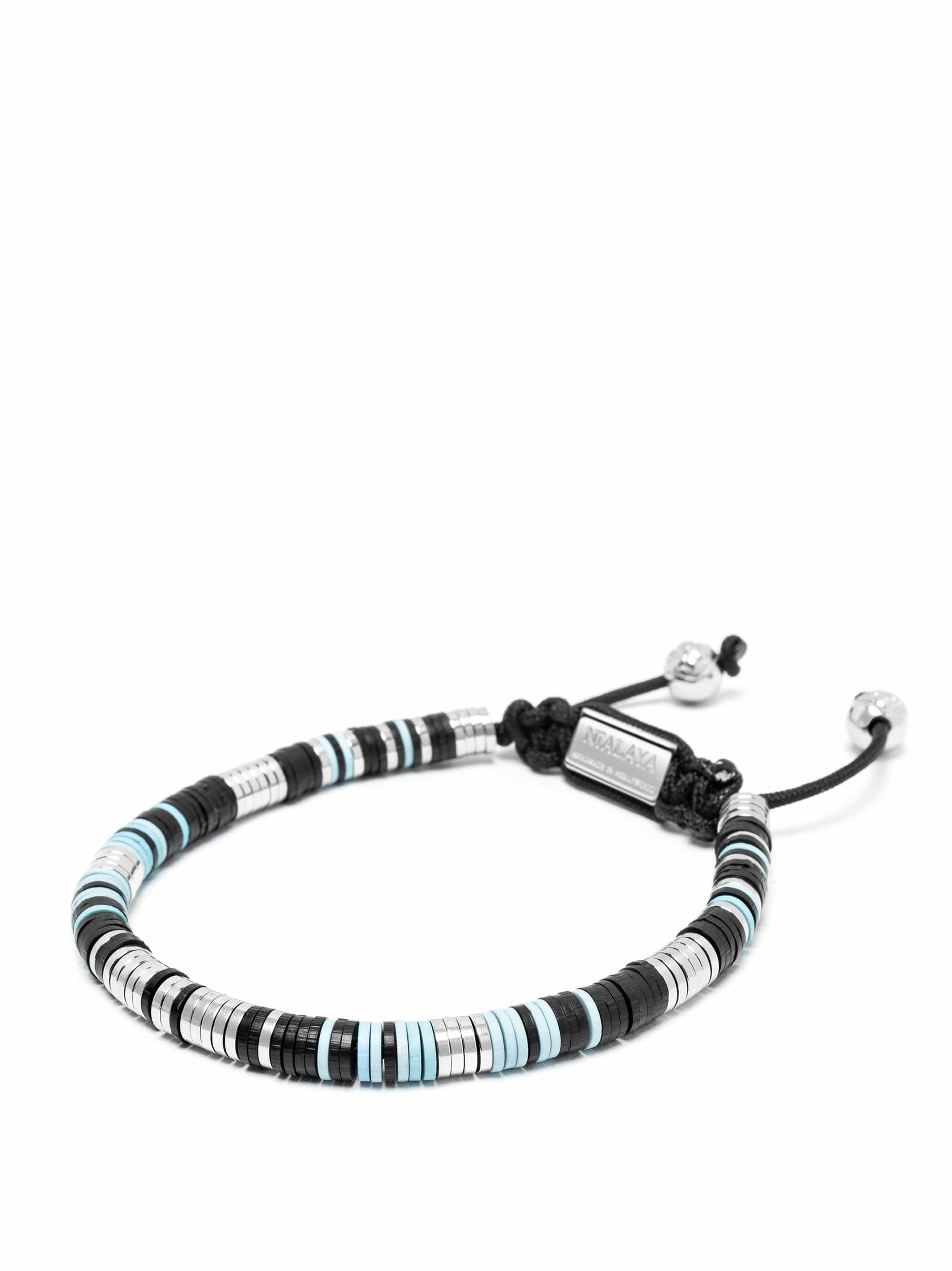 Nialaya Men's Beaded Bracelet Blue Eclipse Disc Bracelet Blue Eclipse Disc Bracelet