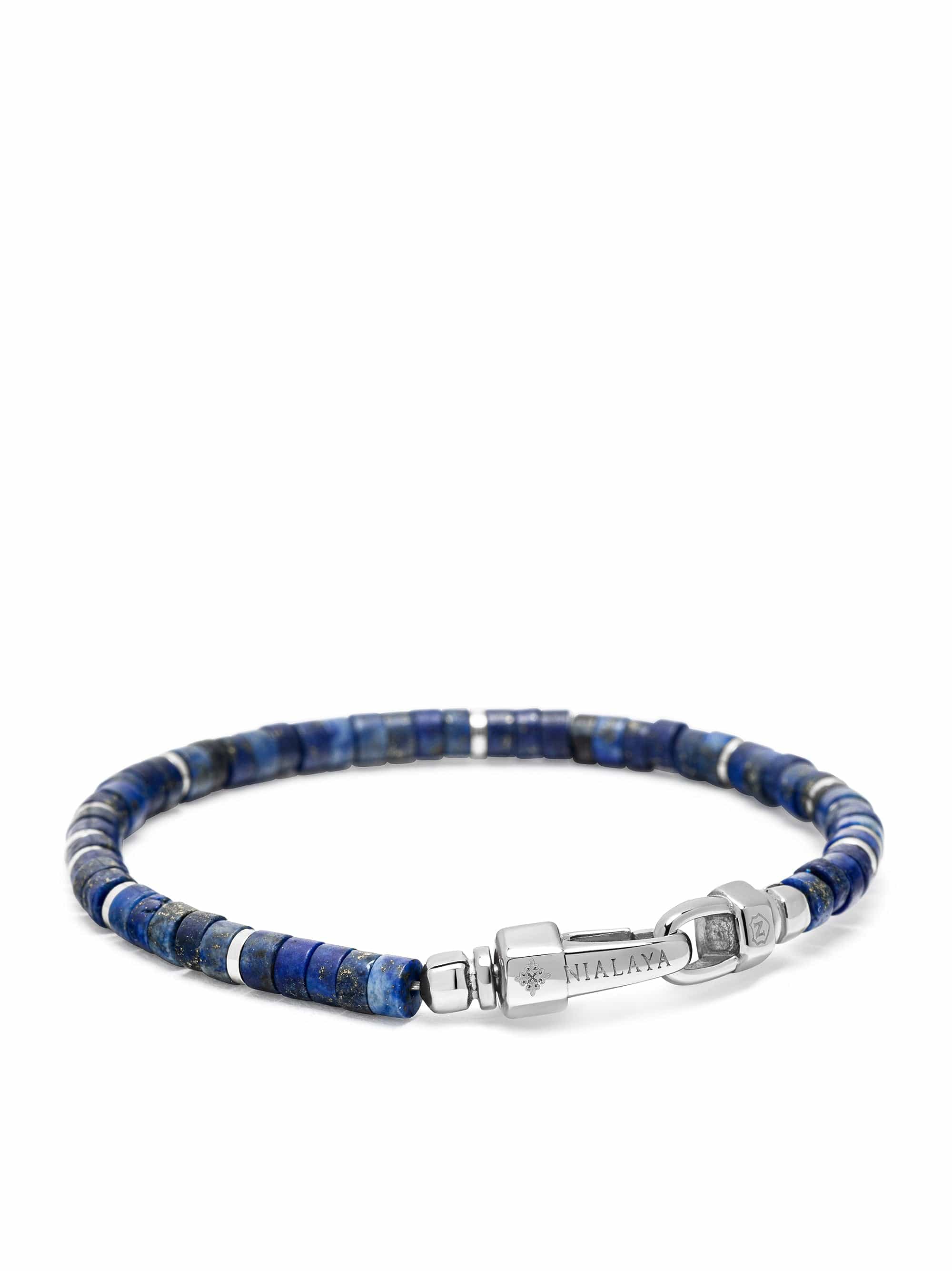 Nialaya Men's Beaded Bracelet Blue Lapis Heishi Bracelet Blue Lapis Heishi Bracelet