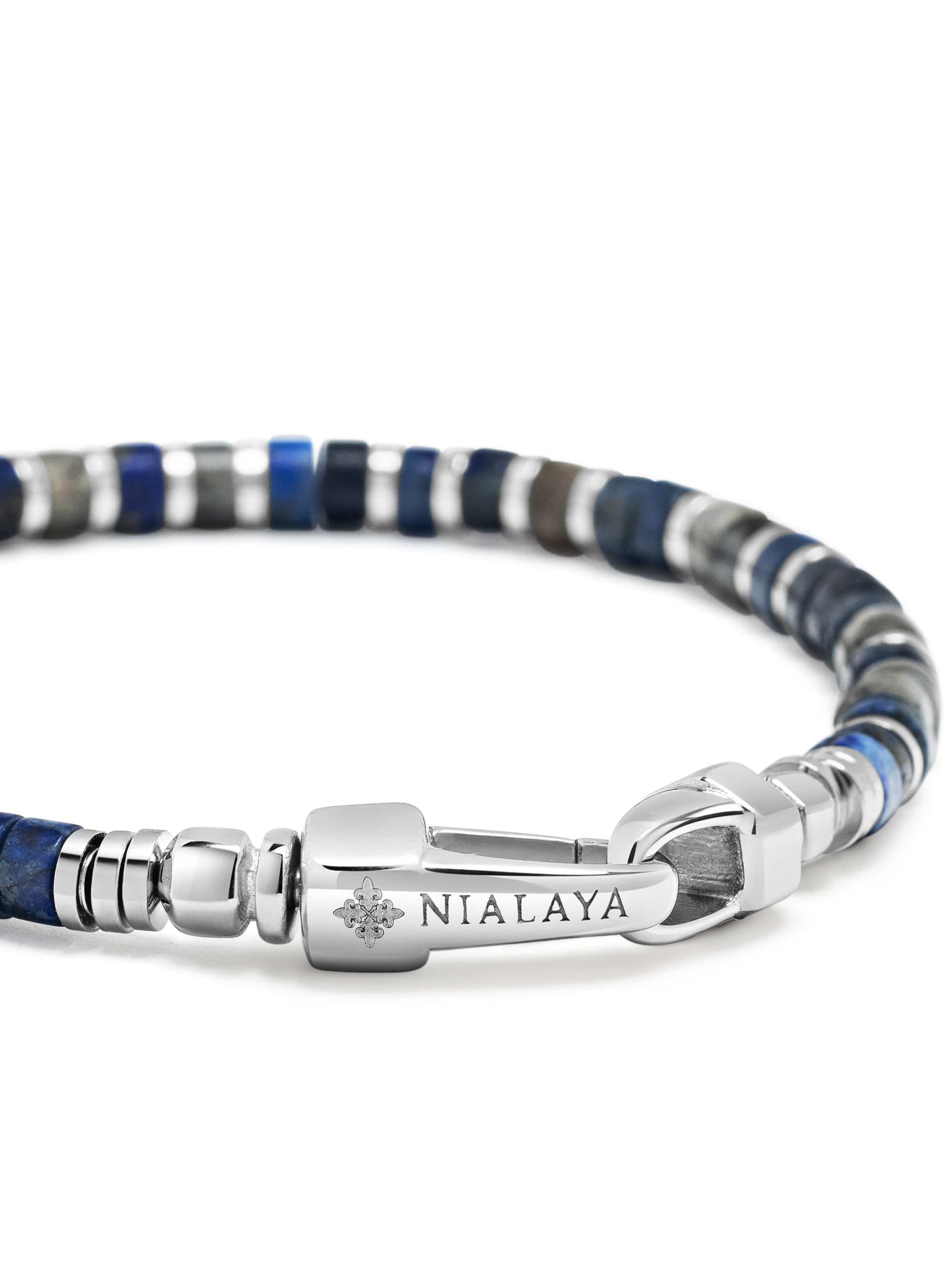 Nialaya Men's Beaded Bracelet Blue Lapis & Labradorite Heishi Bracelet Blue Lapis & Labradorite Heishi Bracelet