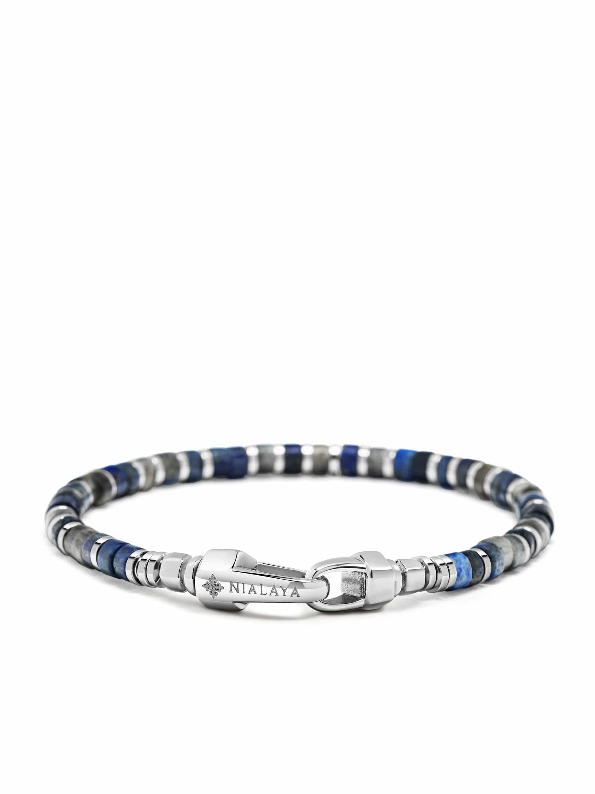 Nialaya Men's Beaded Bracelet Blue Lapis & Labradorite Heishi Bracelet Blue Lapis & Labradorite Heishi Bracelet
