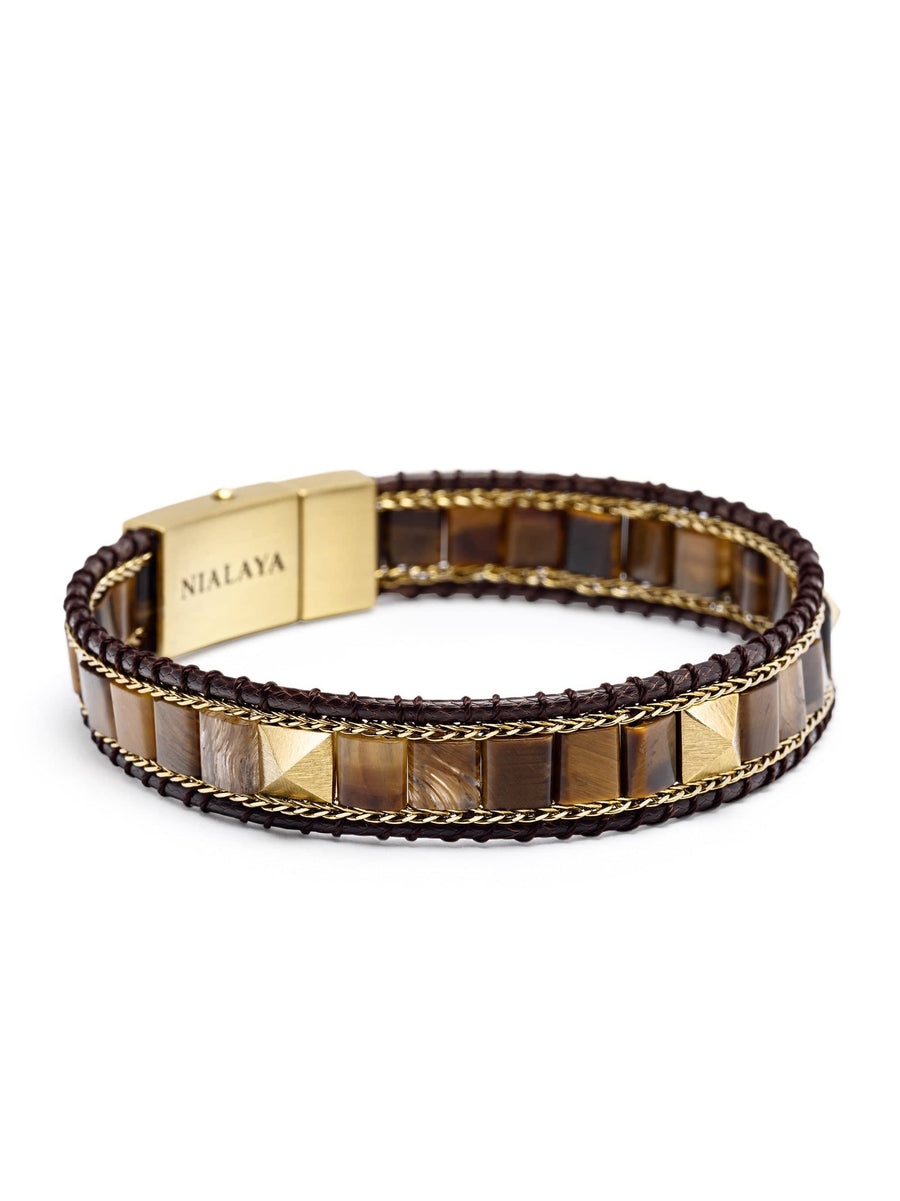 Brown Tiger Eye Stud Bracelet