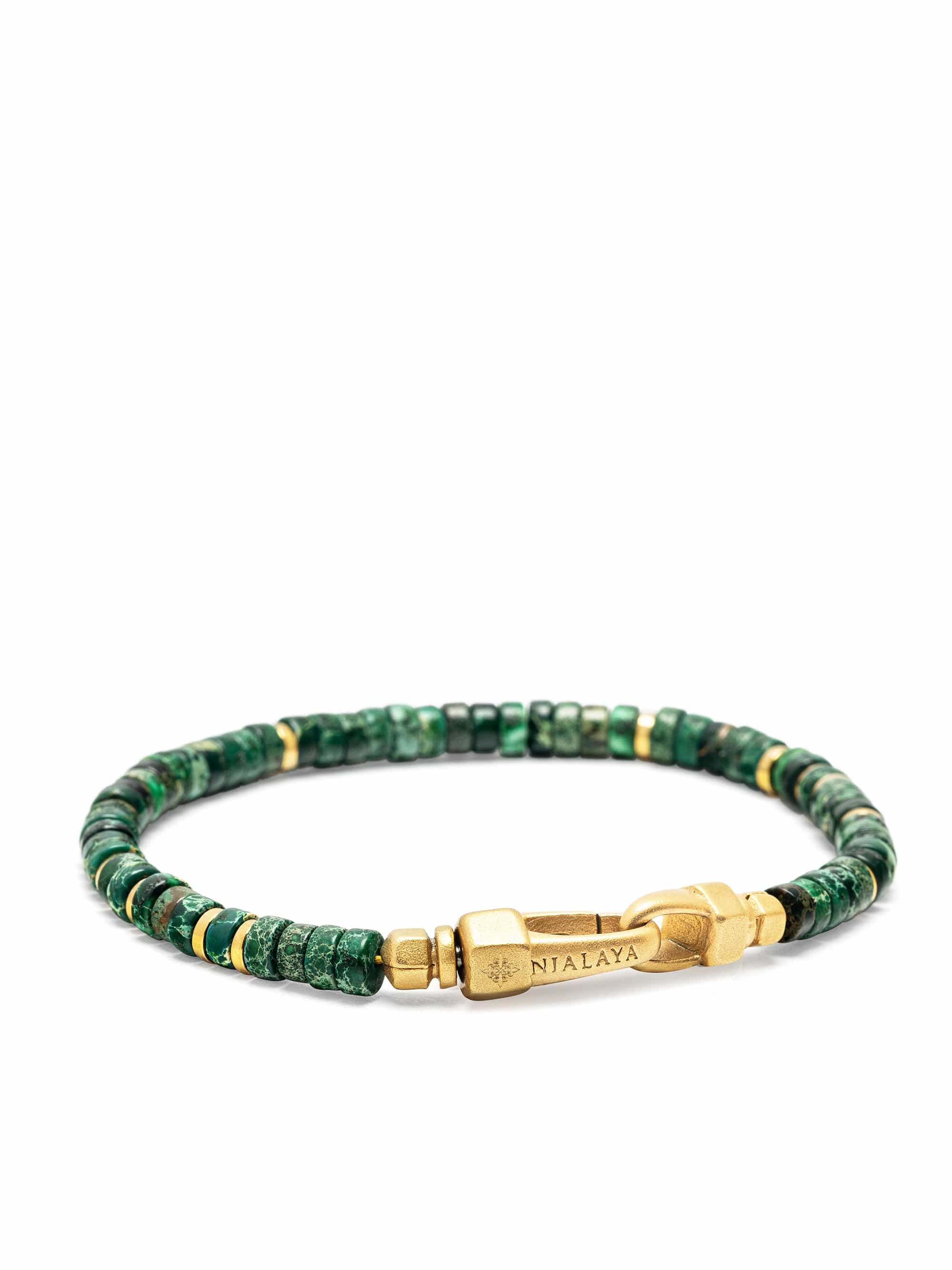 Nialaya Men's Beaded Bracelet Dark Green Malachite Heishi Bracelet Dark Green Malachite Heishi Bracelet