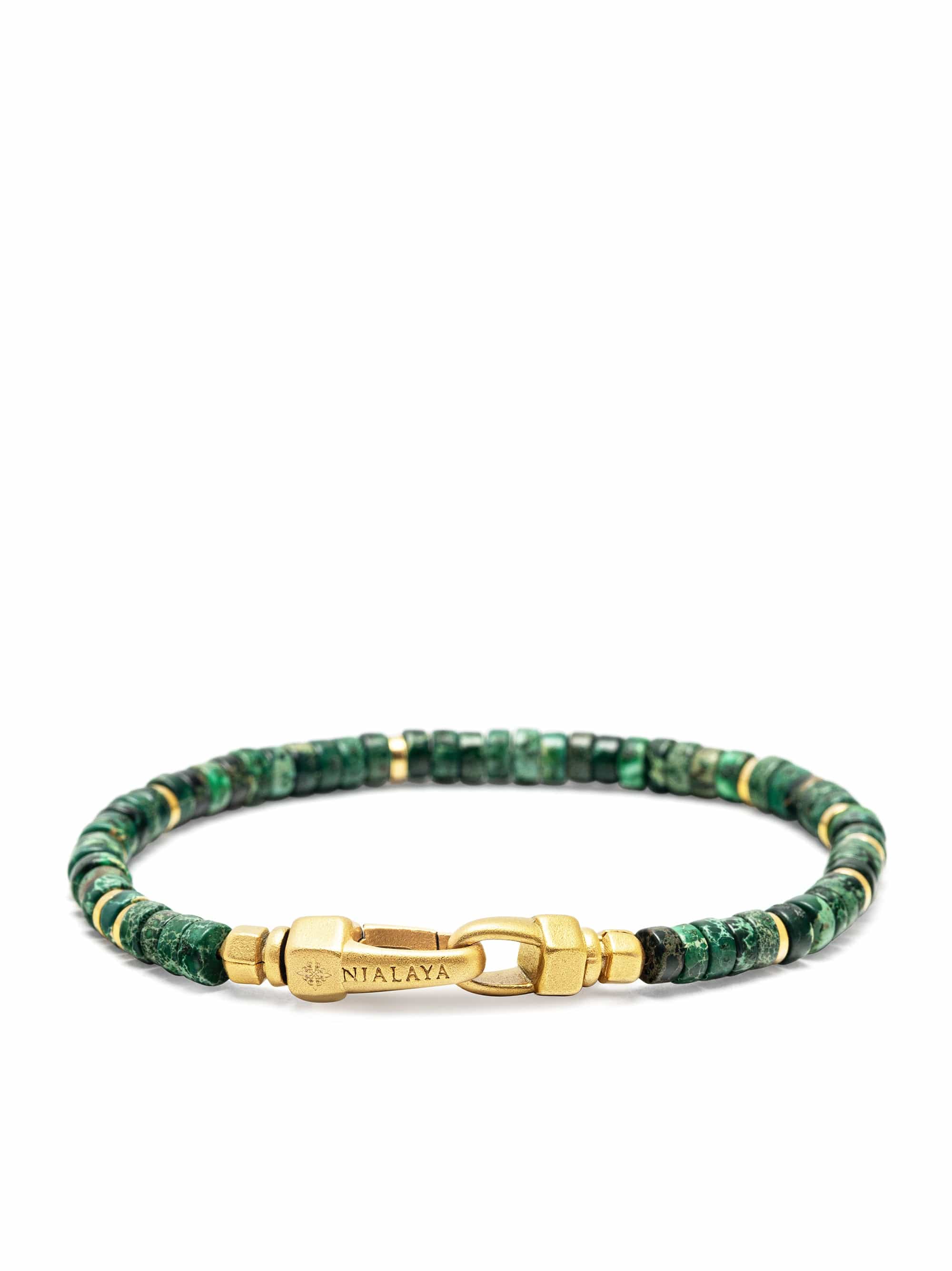 Nialaya Men's Beaded Bracelet Dark Green Malachite Heishi Bracelet Dark Green Malachite Heishi Bracelet
