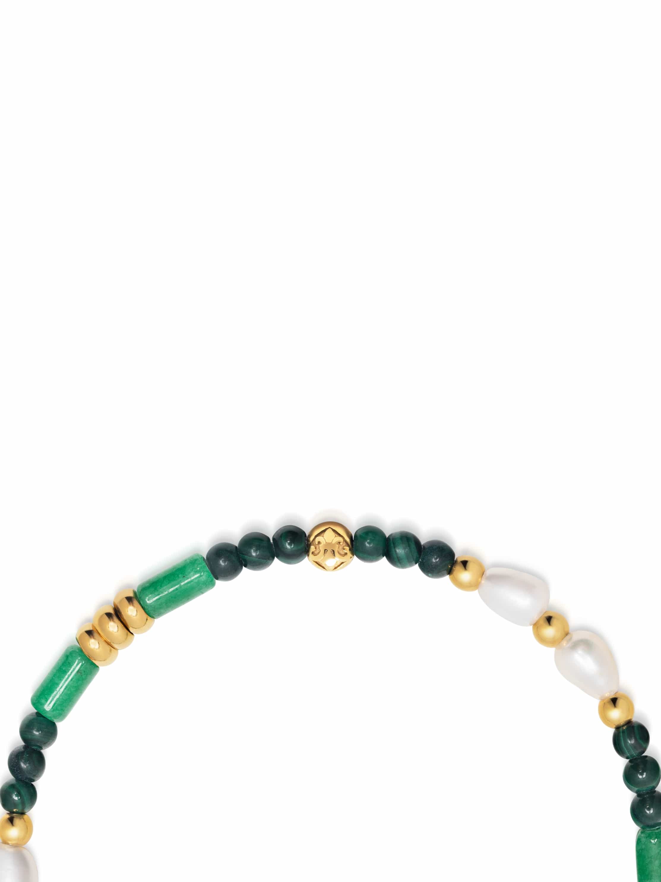 Nialaya Men's Beaded Bracelet Green Agate, Malachite & Pearl Gemstone Beaded Bracelet Green Agate, Malachite & Pearl Gemstone Beaded Bracelet