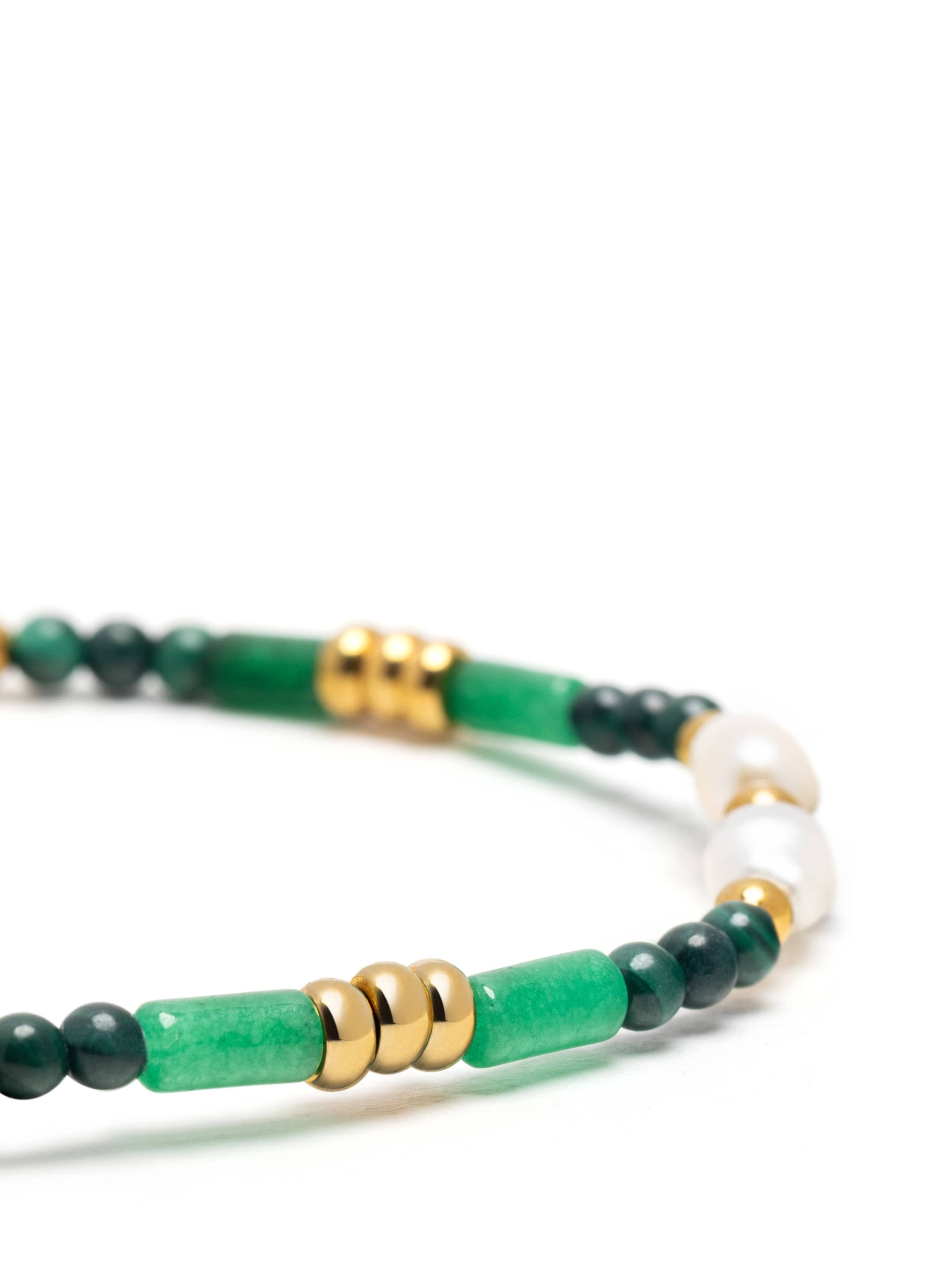 Nialaya Men's Beaded Bracelet Green Agate, Malachite & Pearl Gemstone Beaded Bracelet Green Agate, Malachite & Pearl Gemstone Beaded Bracelet