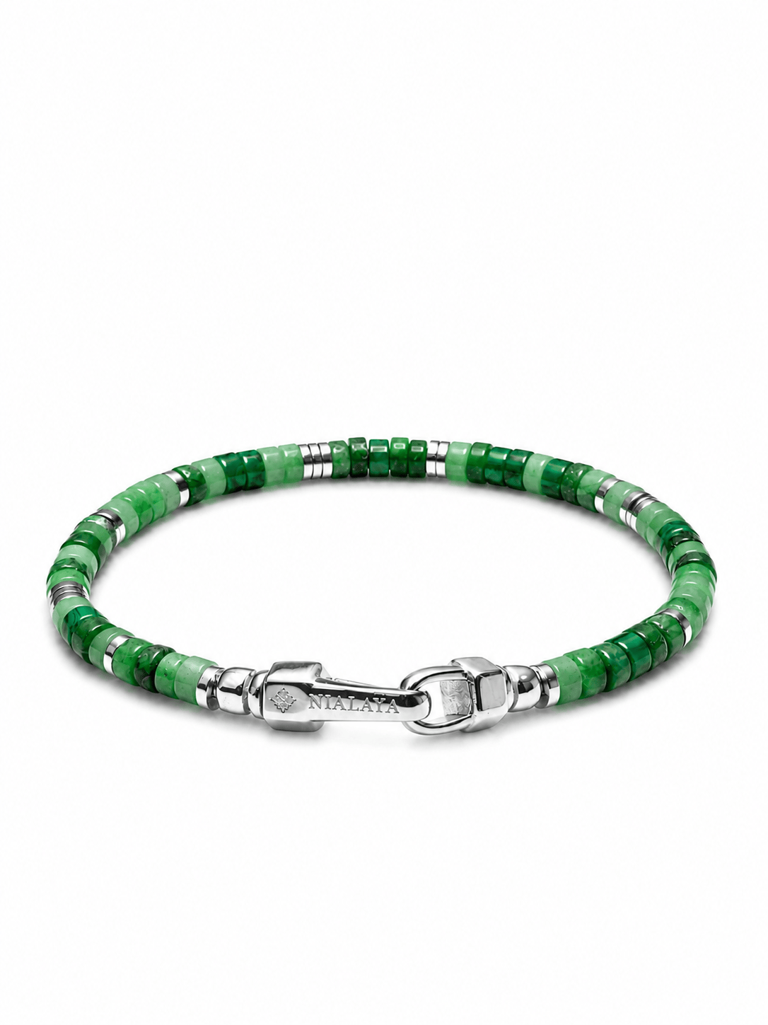Nialaya Men's Beaded Bracelet Green Aventurine Heishi Bracelet Green Aventurine Heishi Bracelet