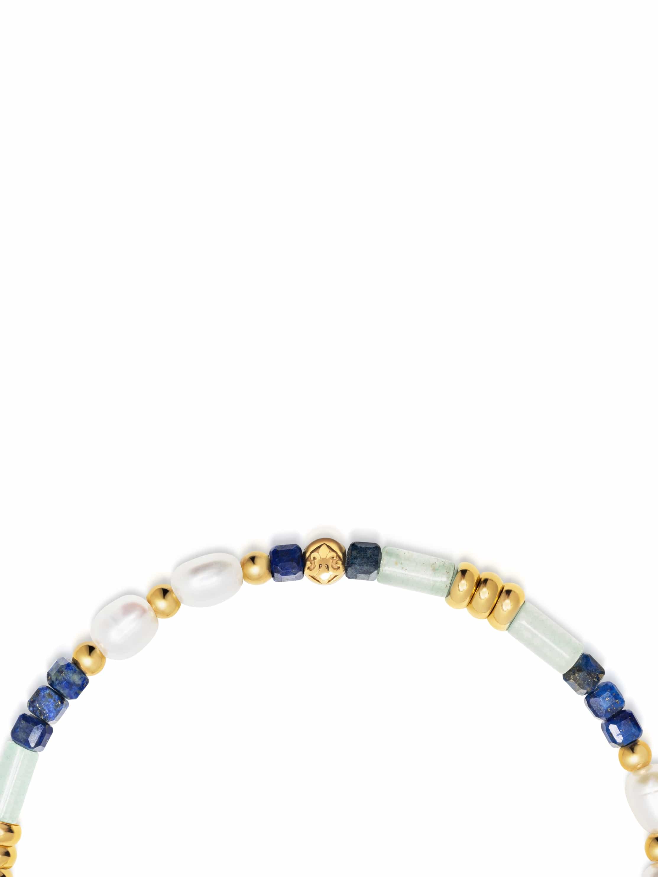 Nialaya Men's Beaded Bracelet Lapis, Green Aventurine & Pearl Gemstone Beaded Bracelet Lapis, Green Aventurine & Pearl Gemstone Beaded Bracelet