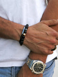 Nialaya Men's Beaded Bracelet Men's Beaded Bracelet with Agate, Onyx, Grey Jade, and Blue Tiger Eye