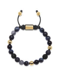 Nialaya Men's Beaded Bracelet Men's Beaded Bracelet with Agate, Onyx, Grey Jade, and Blue Tiger Eye