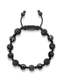 Nialaya Men's Beaded Bracelet Men's Beaded Bracelet with Black CZ Diamond, Lava Stone, Matte Onyx, and Agate