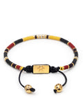 Nialaya Men's Beaded Bracelet Men's Beaded Bracelet with Black, Yellow and Red Mini Disc Beads