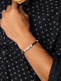 Nialaya Men's Beaded Bracelet Men's Beaded Bracelet with Blue, Brown, Orange, White, and Gold Disc Beads