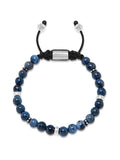 Men's Beaded Bracelet With Blue Dumortierite And Silver