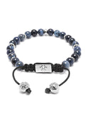 Nialaya Men's Beaded Bracelet Men's Beaded Bracelet With Blue Dumortierite And Silver