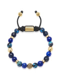 Men's Beaded Bracelet with Blue Lapis, Blue Dumortierite and Bali Turquoise