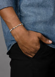 Nialaya Men's Beaded Bracelet Men's Beaded Bracelet with Blue Mini Disc Beads