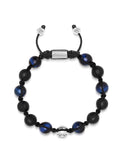 Nialaya Men's Beaded Bracelet Men's Beaded Bracelet with Blue Tiger Eye and Black Onyx