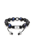 Nialaya Men's Beaded Bracelet Men's Beaded Bracelet with Blue Tiger Eye and Black Onyx