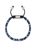 Nialaya Men's Beaded Bracelet Men's Beaded Bracelet with Dark Blue and Silver Disc Beads