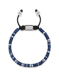 Men's Beaded Bracelet with Dark Blue and Silver Disc Beads