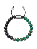 Men's Beaded Bracelet with Ebony, Bali Turquoise and Indian Silver