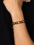 Nialaya Men's Beaded Bracelet Men's Beaded Bracelet with Gold, CZ Diamond, Matte Onyx, and Brown Tiger Eye