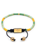 Nialaya Men's Beaded Bracelet Men's Beaded Bracelet with Green Mini Disc Beads