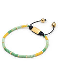 Nialaya Men's Beaded Bracelet Men's Beaded Bracelet with Green Mini Disc Beads