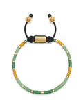 Nialaya Men's Beaded Bracelet Men's Beaded Bracelet with Green Mini Disc Beads