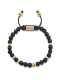 Nialaya Men's Beaded Bracelet Men's Beaded Bracelet with Lava Stone and Gold