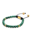 Nialaya Men's Beaded Bracelet Men's Beaded Bracelet with Malachite and Gold