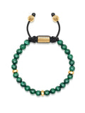 Nialaya Men's Beaded Bracelet Men's Beaded Bracelet with Malachite and Gold