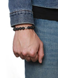Nialaya Men's Beaded Bracelet Men's Beaded Bracelet with Matte Onyx and Lava Stone