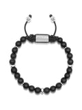 Men's Beaded Bracelet with Matte Onyx and Silver