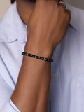 Nialaya Men's Beaded Bracelet Men's Beaded Bracelet with Matte Onyx and Silver
