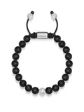 Nialaya Men's Beaded Bracelet Men's Beaded Bracelet with Onyx and Sterling Silver Beads Men's 14K Gold Collection, Black Diamond Pave Ball, Matte Onyx