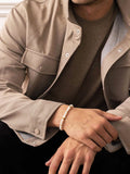 Nialaya Men's Beaded Bracelet Men's Beaded Bracelet with Pearl and Gold