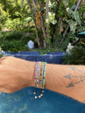 Nialaya Men's Beaded Bracelet Men's Beaded Bracelet with Pink Mini Disc Beads