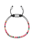 Men's Beaded Bracelet with Pink Mini Disc Beads