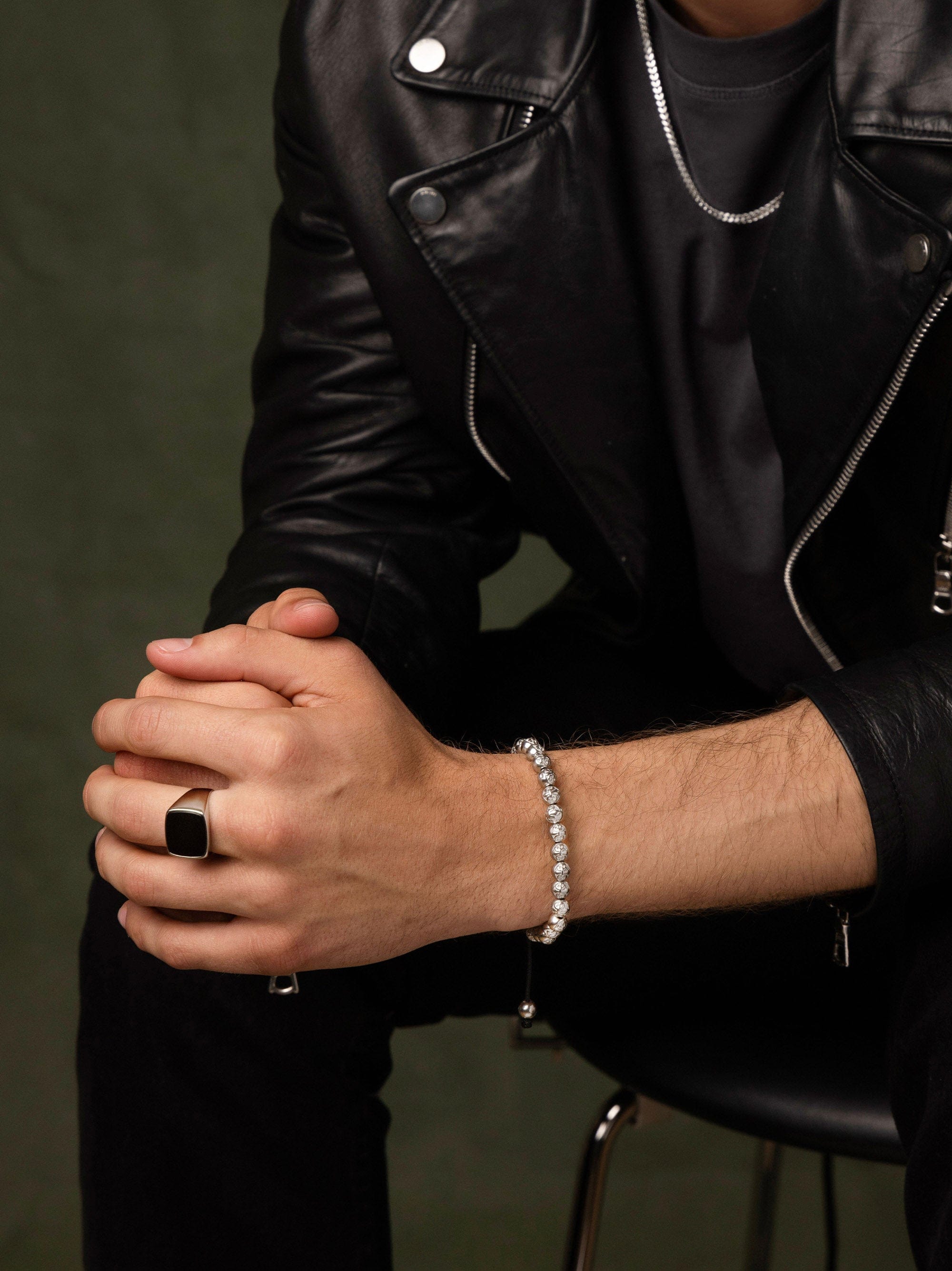 Nialaya Men's Beaded Bracelet Men's Beaded Bracelet with Sterling Silver Beads Men's 14K Gold Collection, Black Diamond Pave Ball, Matte Onyx