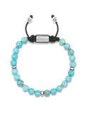 Nialaya Men's Beaded Bracelet Men's Beaded Bracelet with Turquoise and Silver