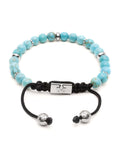 Nialaya Men's Beaded Bracelet Men's Beaded Bracelet with Turquoise and Silver