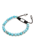 Nialaya Men's Beaded Bracelet Men's Beaded Bracelet with Turquoise and Silver