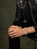 Nialaya Men's Beaded Bracelet Men's Beaded Bracelet with Turquoise and Silver