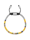 Nialaya Men's Beaded Bracelet Men's Beaded Bracelet with Yellow Mini Disc Beads