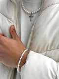 Nialaya Men's Beaded Bracelet Men's Beaded Dyad Pearl Bracelet