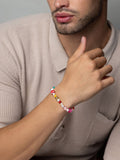 Nialaya Men's Beaded Bracelet Men's Berry Pearl Bracelet with Assorted Beads
